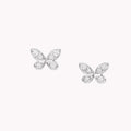 Graff Butterfly Silver Diamond Paved Petite Stud Earrings