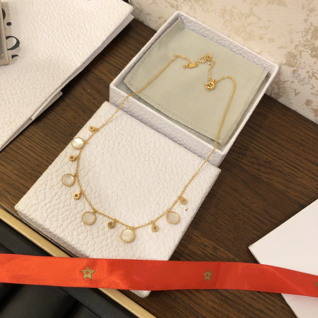 Dior Rose Des Vents Necklace Yellow Gold, Cubic Zirconia and Mother of Pearl