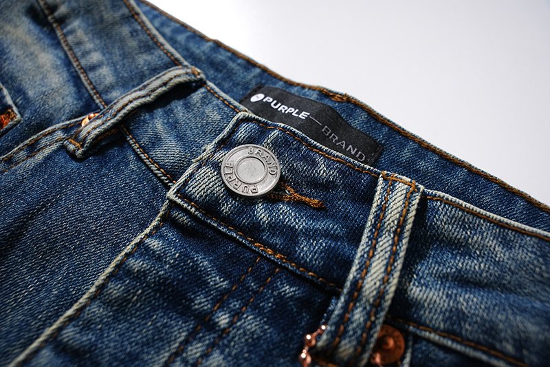 Purple Brand Blue Distressed Ripped Knee Jeans — detail