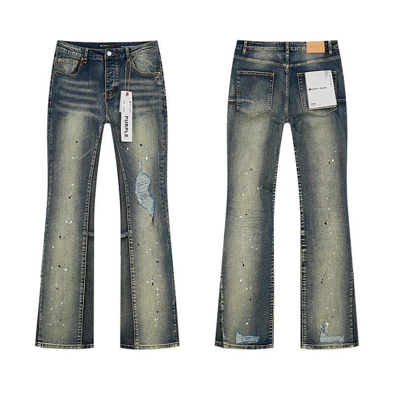 Purple Brand Blue Distressed Paint Splatter Jeans — hero
