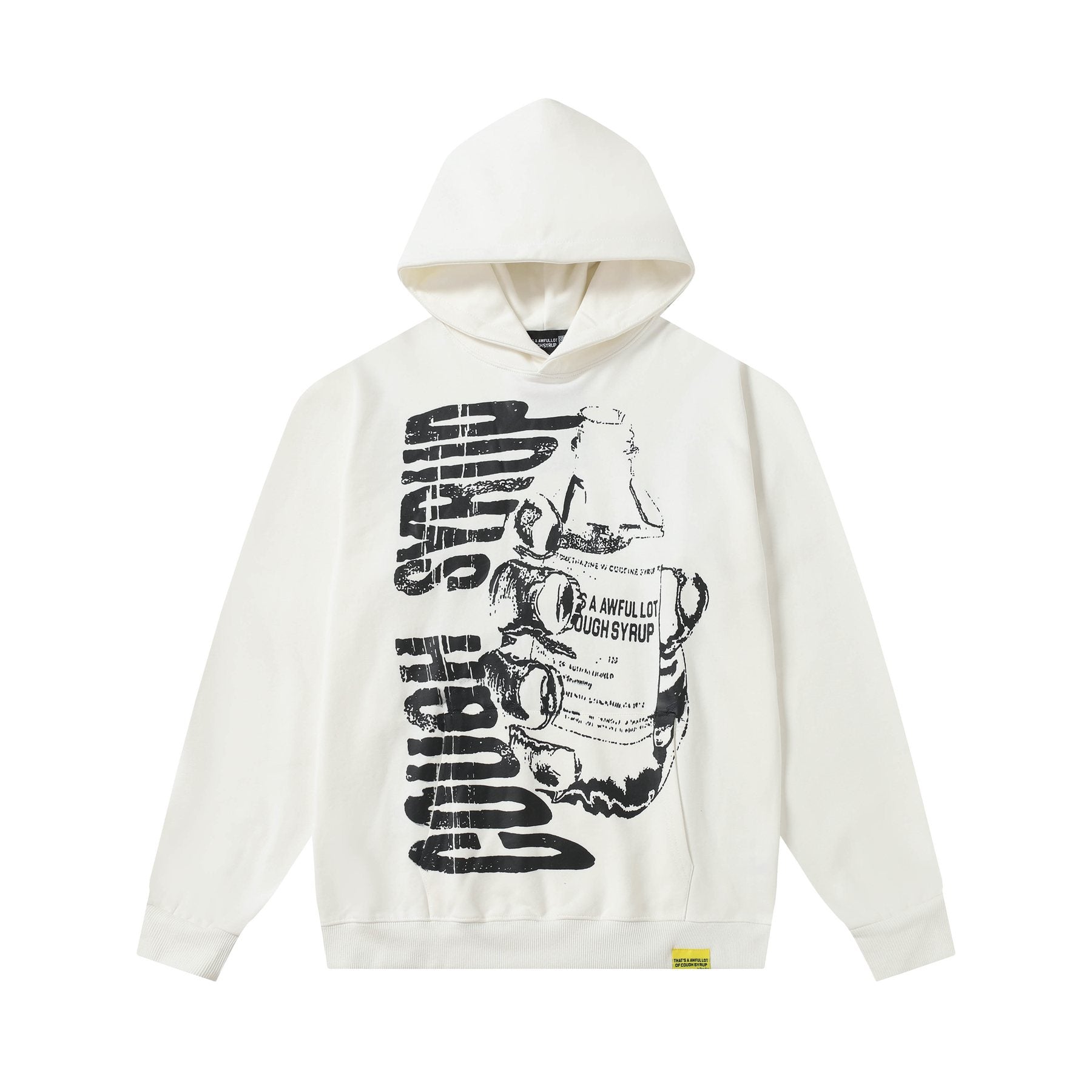 THAT'S A AWFUL LOT OF COUGH SYRUP Warning Graphic Hoodie — front