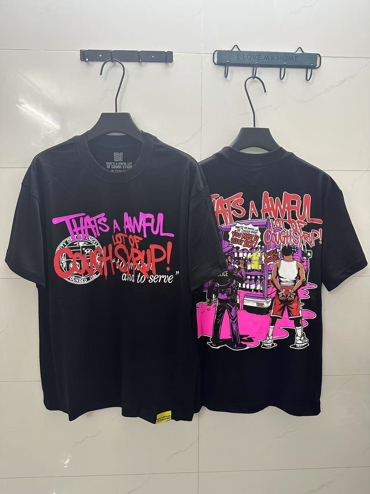 THAT'S A AWFUL LOT OF COUGH SYRUP Black Graphic T-Shirt — context