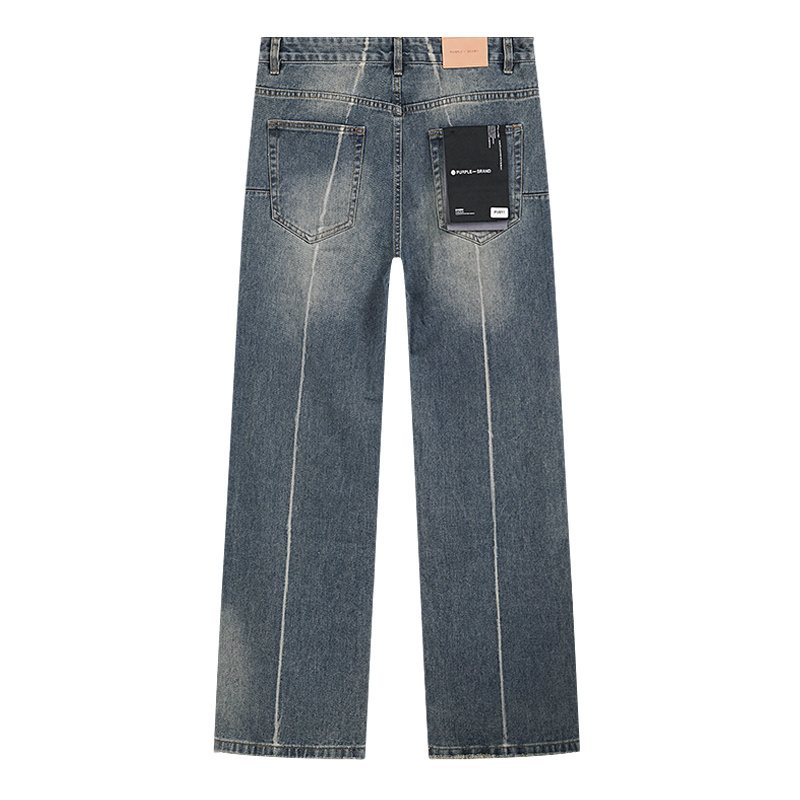 Purple Brand PU811 Washed Blue Distressed Straight-Leg Jeans — back