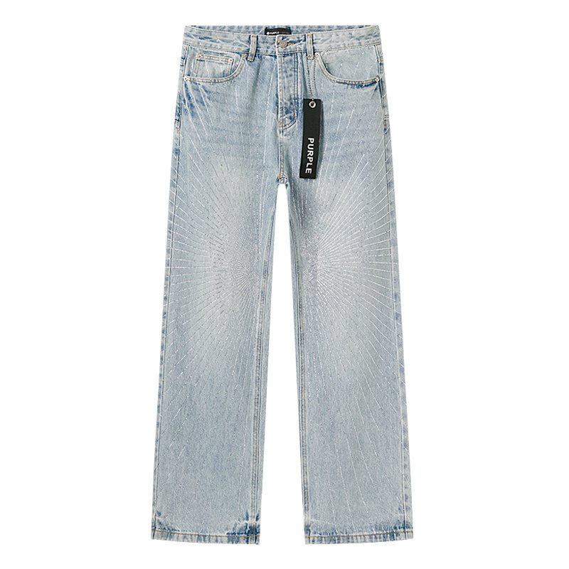 Purple Brand Light Blue Rhinestone Stripe Jeans — hero