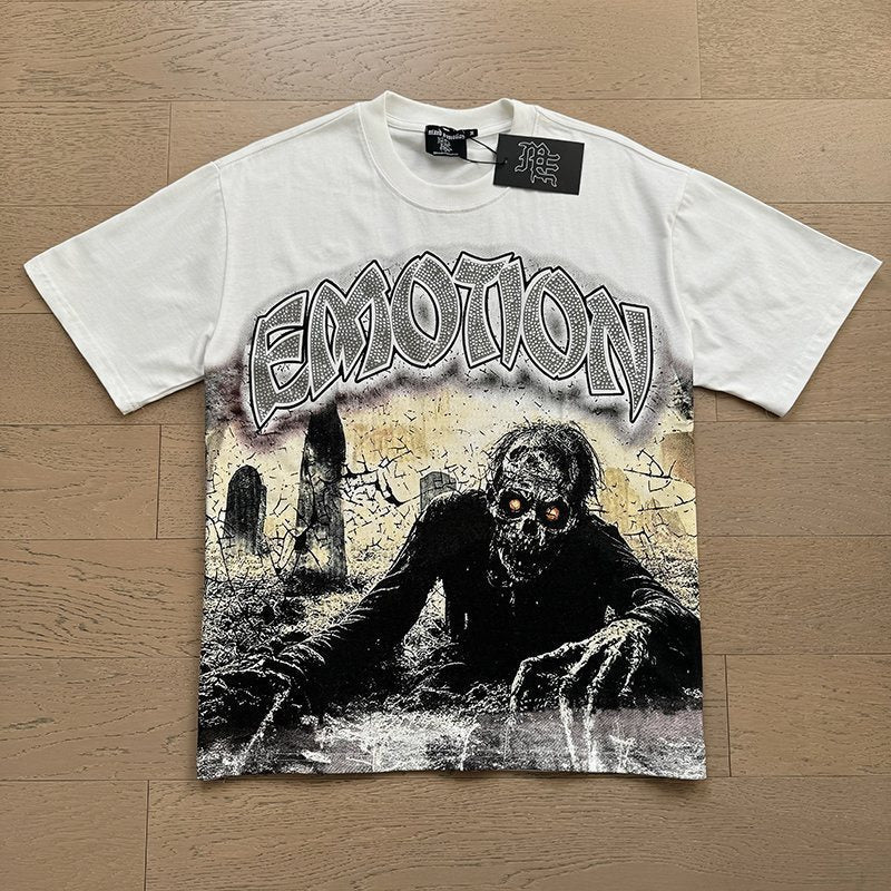 MIXED EMOTION White Graphic Short-Sleeve T-Shirt — front