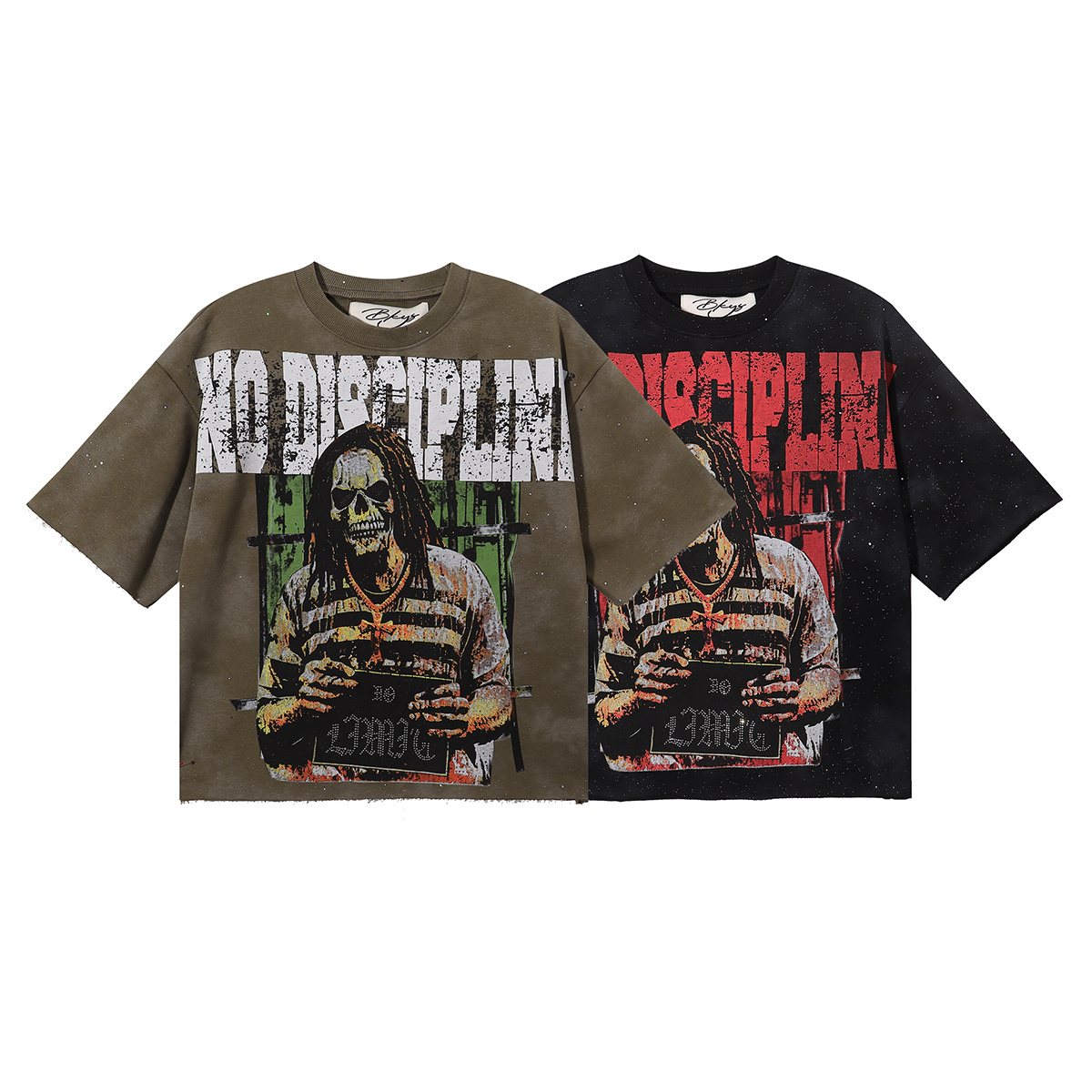 BKYS Revival No Discipline Rhinestone Skull Graphic Cropped T-Shirt — comparison