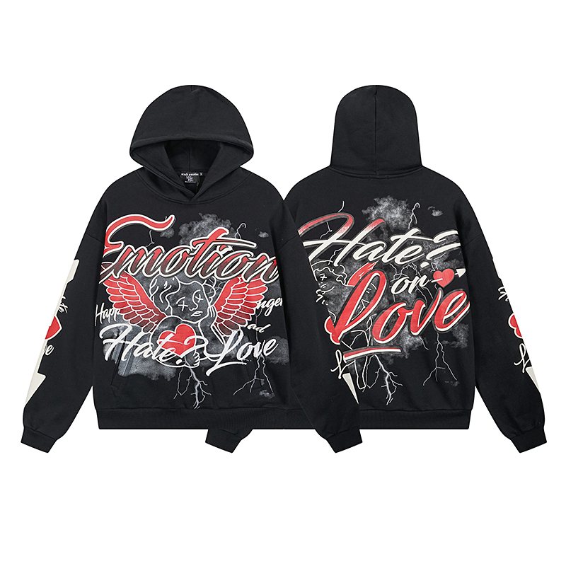 MIXED EMOTION Street Graffiti Graphic Hoodie — front
