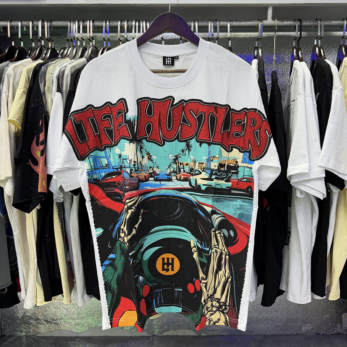Life Hustlere Motorcycle Graphic Short-Sleeve T-Shirt — hero