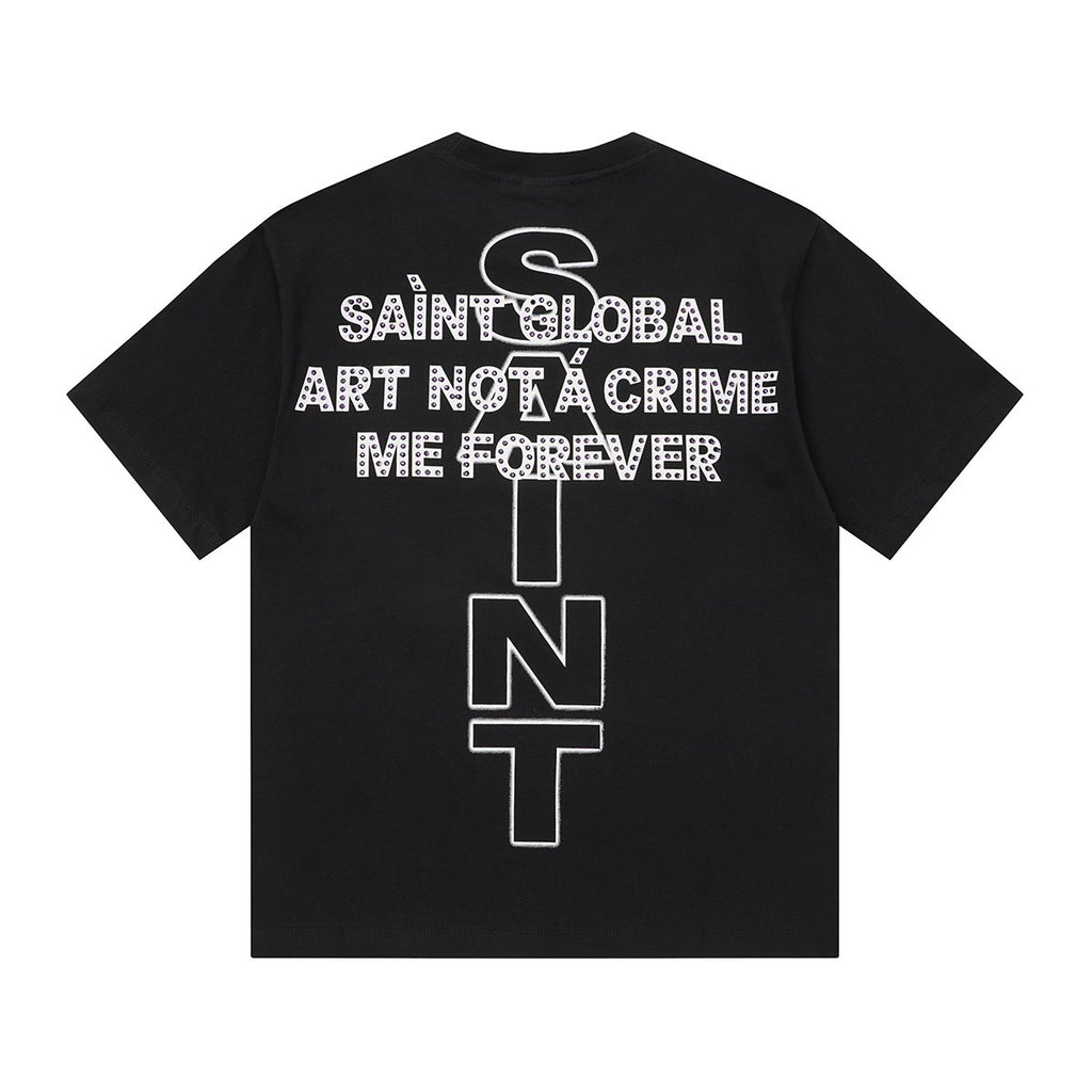 SAINT Rhinestone Graphic Short-Sleeve T-Shirt — back
