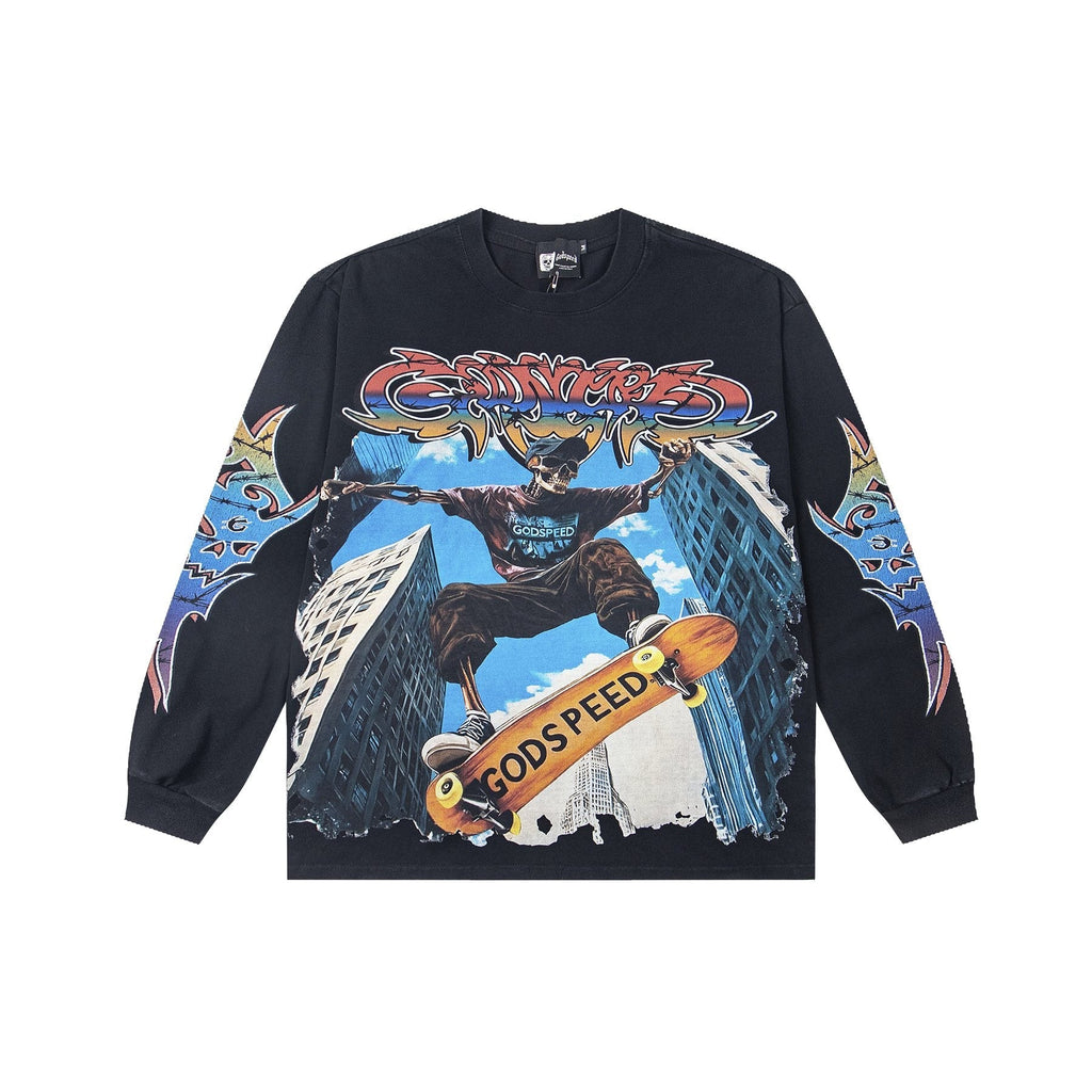 Godspeed White Ink Graphic Long-Sleeve T-Shirt — front