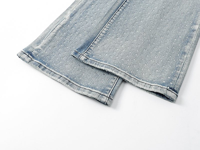 Purple Brand Dot Embellished Flared Jeans — detail