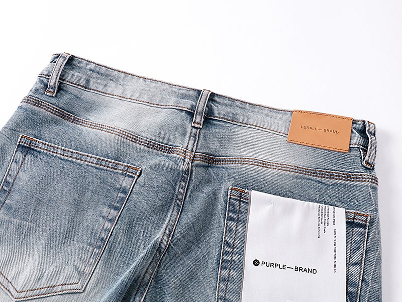 Purple Brand Light Blue Distressed Flare Jeans — detail