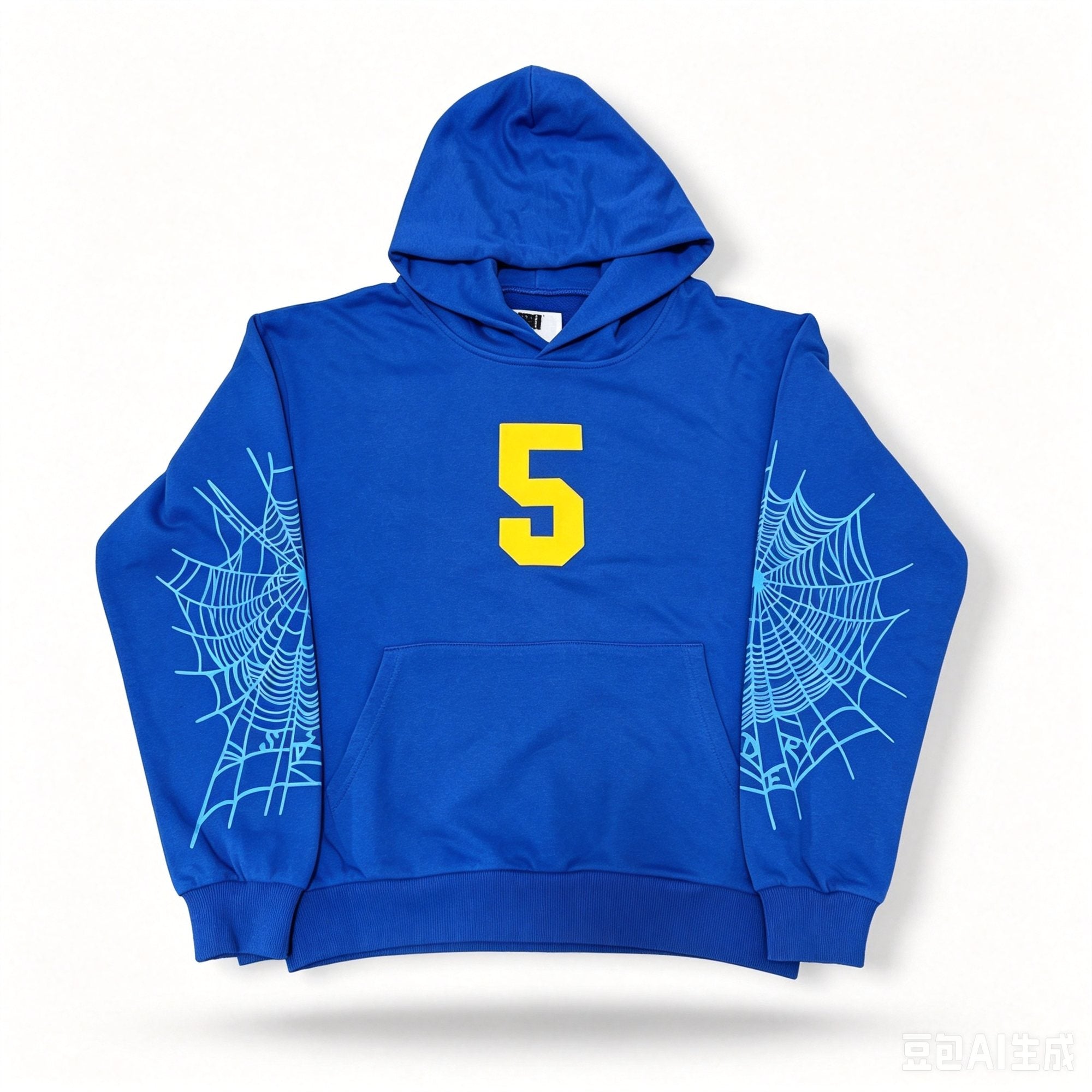 Sp5der Blue Number Graphic Hoodie — hero