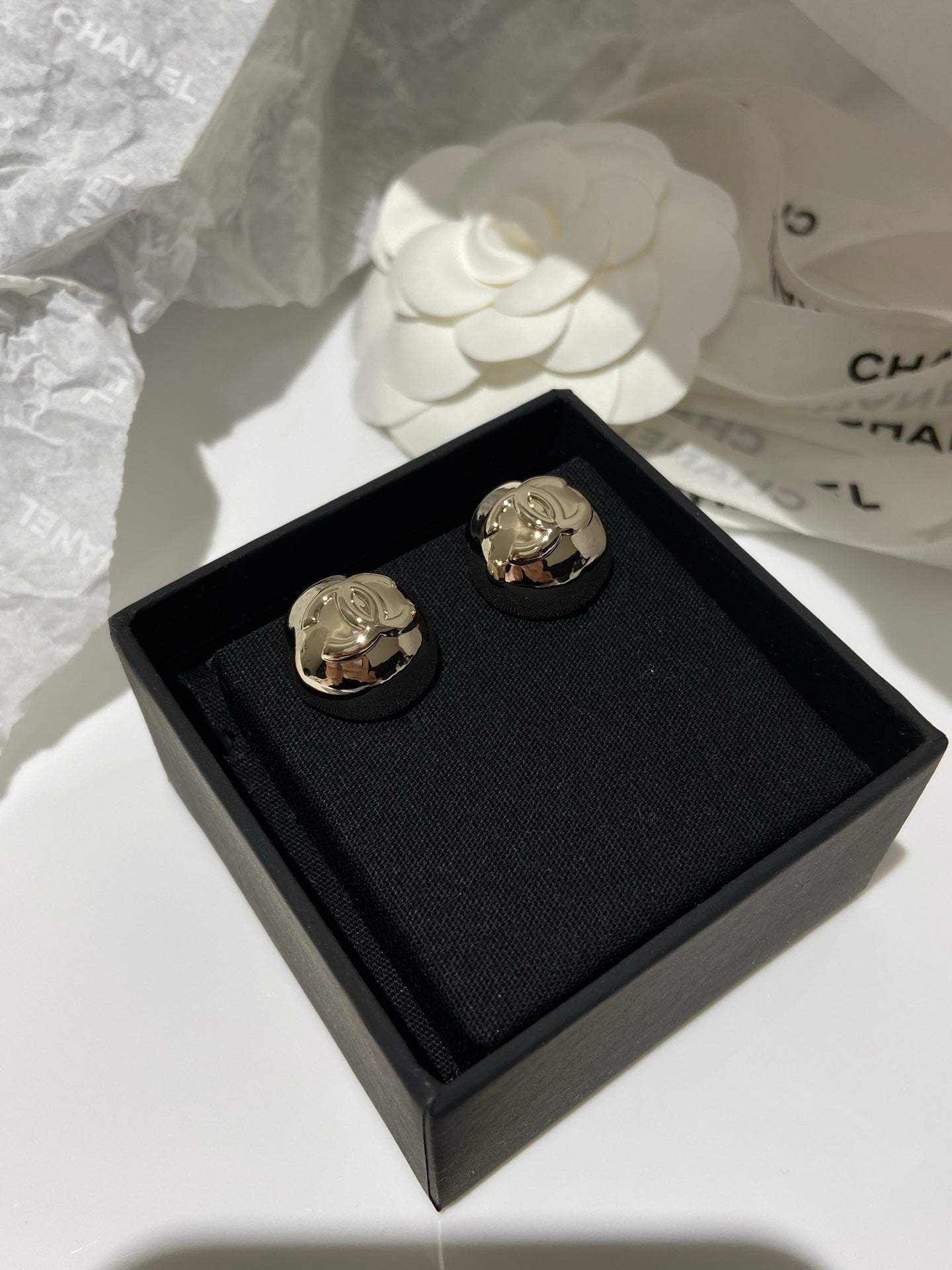 Chanel Sphere Stud Gold Double C Earrings